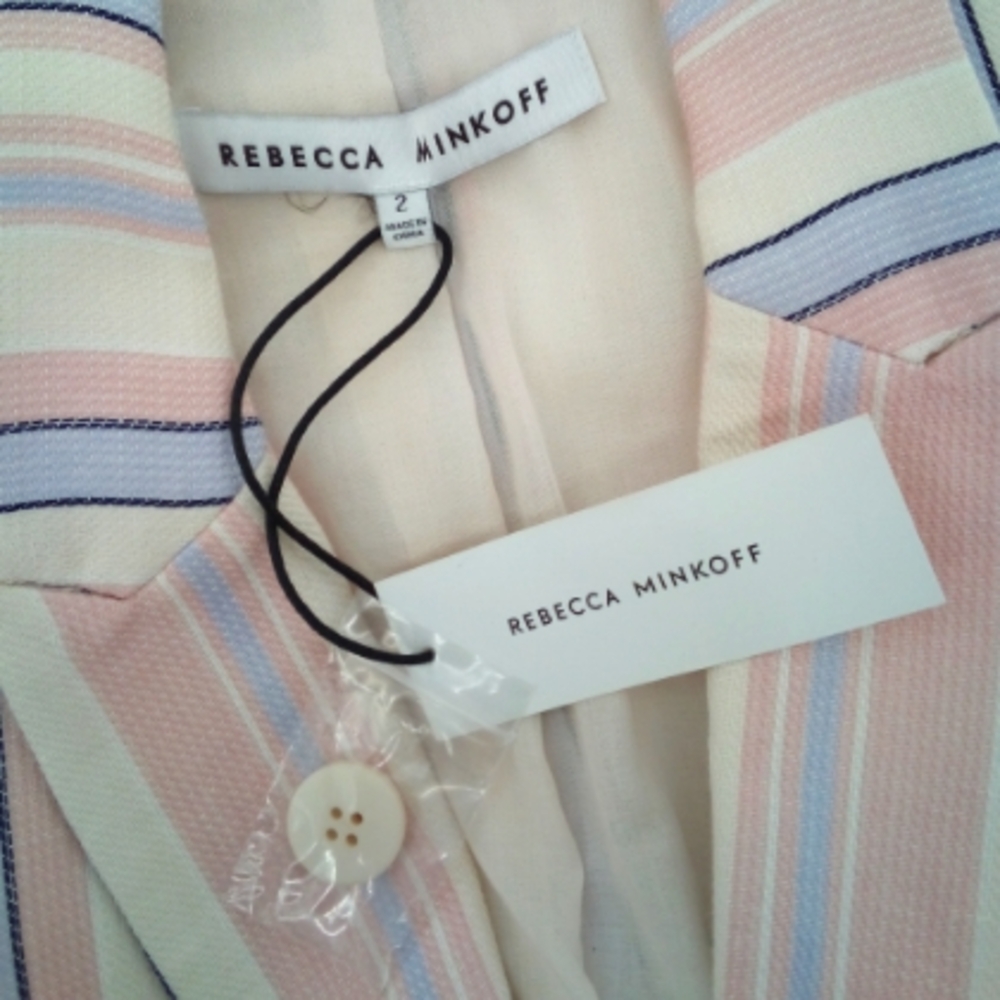 NWT $376 Rebecca Minkoff Grace Striped Double Breasted Jacket Capri Pants Suit 2 - Picture 6 of 16